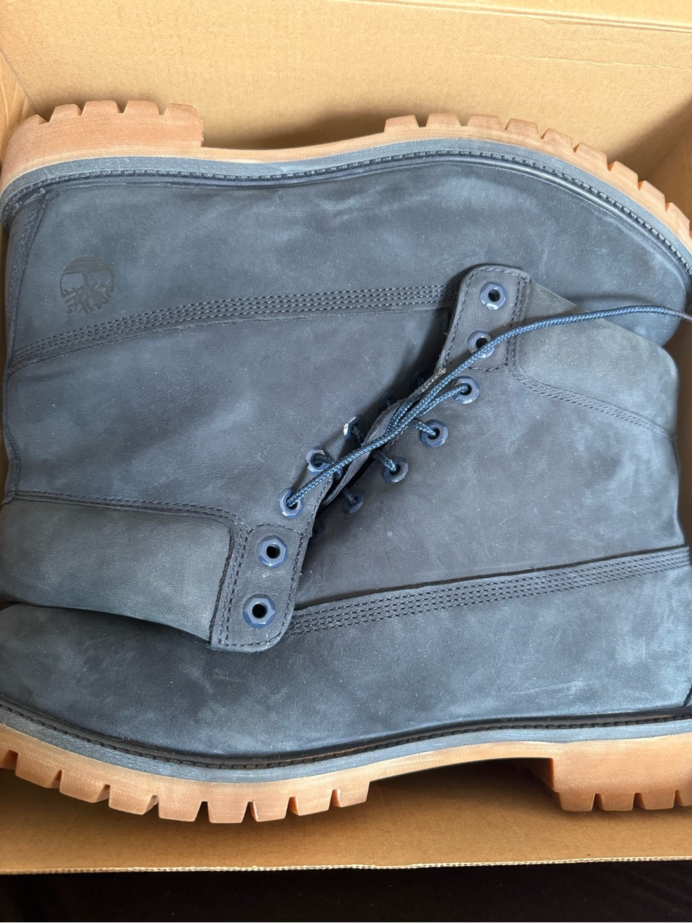 Timberland Men's Navy Nubuck Boots with Gum Outsole